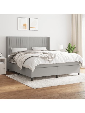 Boxspringbett mit Matratze Hellgrau 180x200 cm Stoff