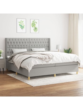 Boxspringbett mit Matratze Hellgrau 200x200 cm Stoff