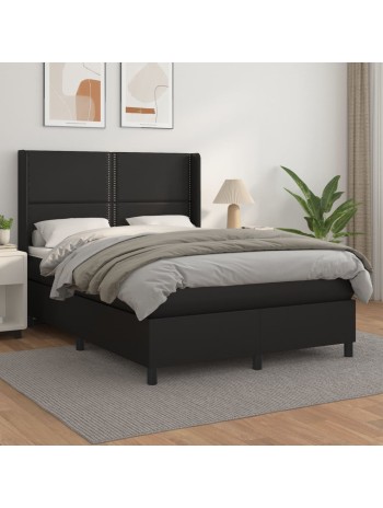 Boxspringbett mit Matratze Schwarz 140x190 cm Kunstleder