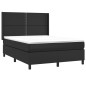 Boxspringbett mit Matratze Schwarz 140x190 cm Kunstleder