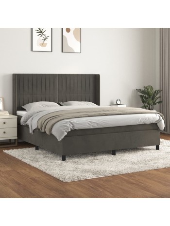 Boxspringbett mit Matratze Dunkelgrau 180x200 cm Samt