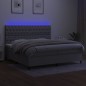 Boxspringbett mit Matratze & LED Hellgrau 200x200 cm Stoff