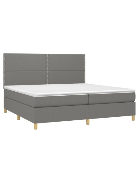 Boxspringbett mit Matratze & LED Dunkelgrau 200x200 cm Stoff