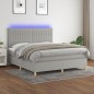 Boxspringbett mit Matratze & LED Hellgrau 180x200 cm Stoff