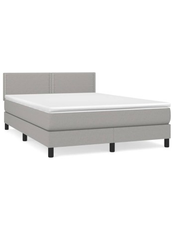 Boxspringbett mit Matratze Hellgrau 140x190 cm Stoff