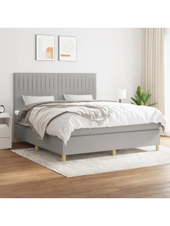 Boxspringbett mit Matratze Hellgrau 180x200 cm Stoff