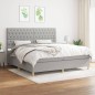 Boxspringbett mit Matratze Hellgrau 200x200 cm Stoff