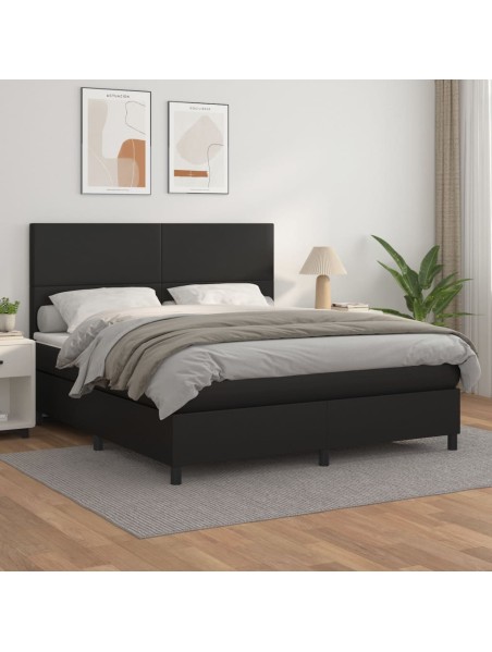 Boxspringbett mit Matratze Schwarz 160x200 cm Kunstleder