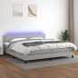 Boxspringbett mit Matratze & LED Hellgrau 200x200 cm Stoff