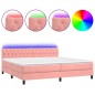 Boxspringbett mit Matratze & LED Rosa 200x200 cm Samt