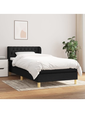 Boxspringbett mit Matratze Schwarz 90x200 cm Stoff