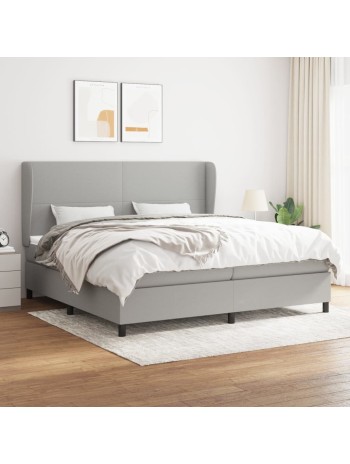 Boxspringbett mit Matratze Hellgrau 200x200 cm Stoff