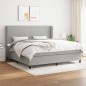 Boxspringbett mit Matratze Hellgrau 200x200 cm Stoff