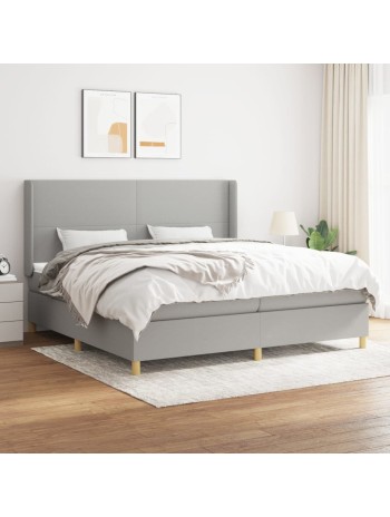 Boxspringbett mit Matratze Hellgrau 200x200 cm Stoff