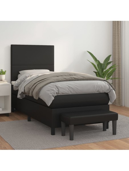 Boxspringbett mit Matratze Schwarz 100x200 cm Kunstleder