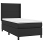 Boxspringbett mit Matratze & LED Schwarz 100x200 cm Kunstleder