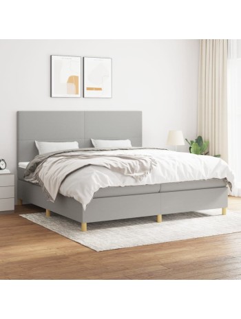 Boxspringbett mit Matratze Hellgrau 200x200 cm Stoff