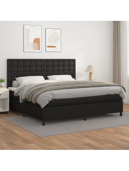 Boxspringbett mit Matratze Schwarz 200x200 cm Kunstleder