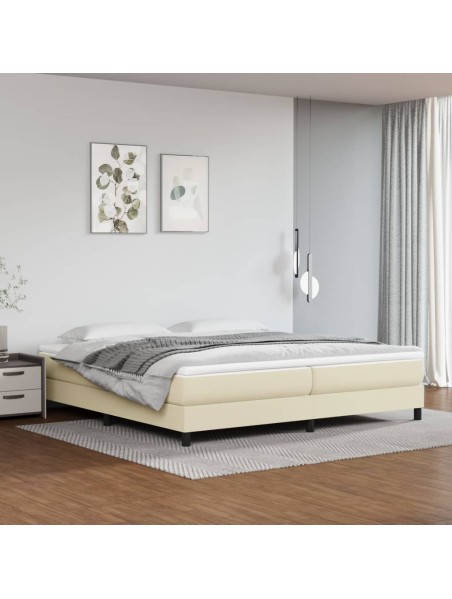 Boxspringbett mit Matratze Creme 200x200 cm Kunstleder