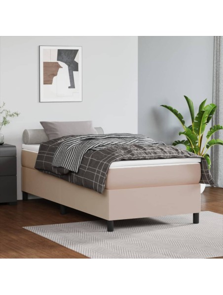 Boxspringbett Cappuccino-Braun 90x190 cm Kunstleder