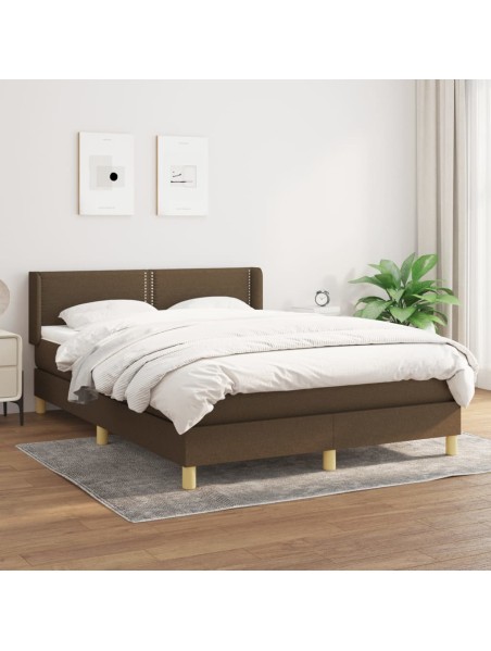 Boxspringbett mit Matratze Dunkelbraun 140x200 cm Stoff