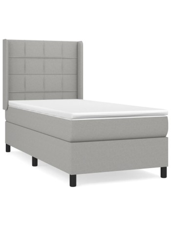 Boxspringbett mit Matratze Hellgrau 80x200 cm Stoff