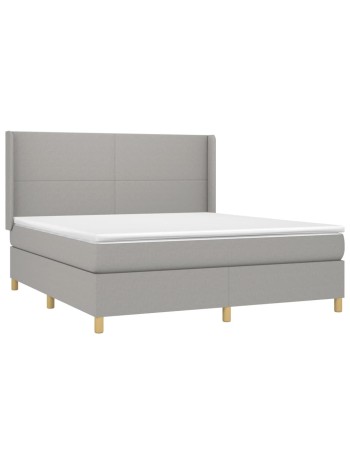 Boxspringbett mit Matratze Hellgrau 160x200 cm Stoff