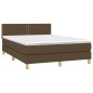 Boxspringbett mit Matratze & LED Dunkelbraun 140x190 cm Stoff