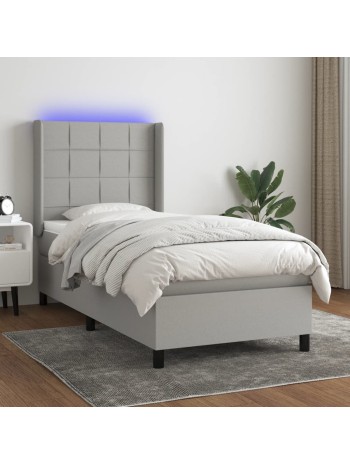 Boxspringbett mit Matratze & LED Hellgrau 80x200 cm Stoff