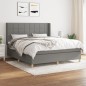 Boxspringbett mit Matratze Dunkelgrau 160x200 cm Stoff