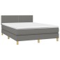 Boxspringbett mit Matratze & LED Dunkelgrau 140x190 cm Stoff