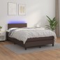 Boxspringbett mit Matratze & LED Braun 120x200 cm Kunstleder