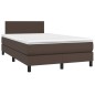 Boxspringbett mit Matratze & LED Braun 120x200 cm Kunstleder