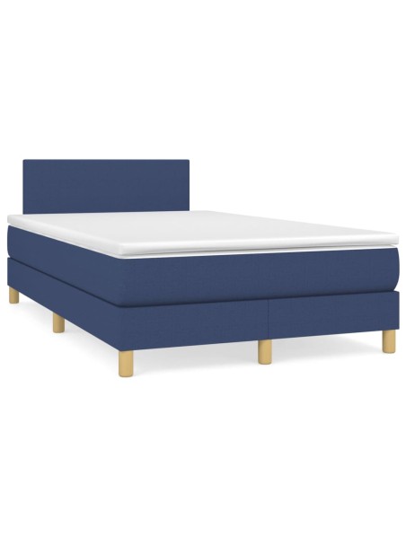 Boxspringbett mit Matratze Blau 120x200 cm Stoff