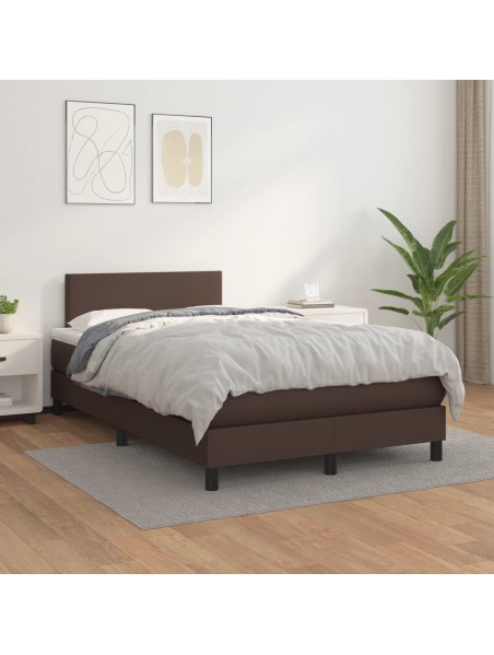 Boxspringbett mit Matratze Braun 120x200 cm Kunstleder