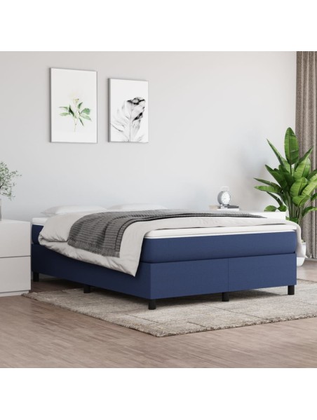 Boxspringbett mit Matratze Blau 140x190 cm Stoff