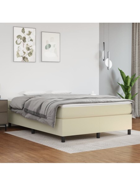 Boxspringbett Creme 140x190 cm Kunstleder