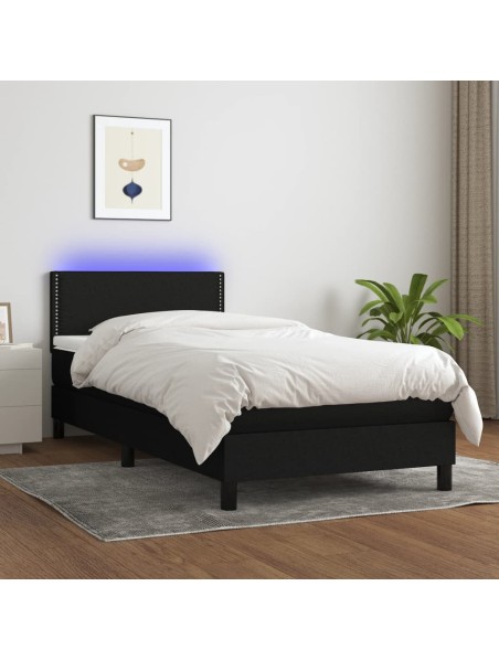 Boxspringbett mit Matratze & LED Schwarz 80x200 cm Stoff