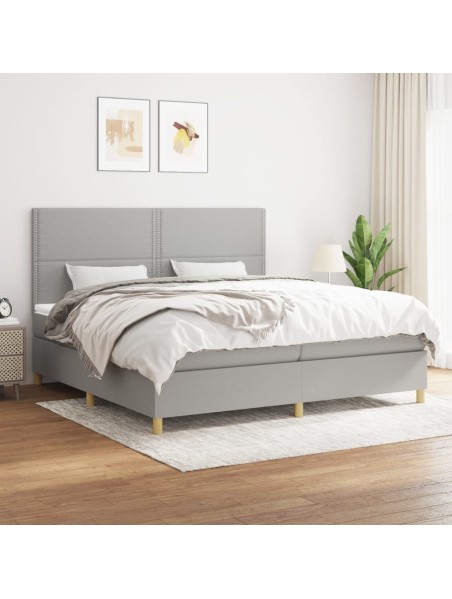 Boxspringbett mit Matratze Hellgrau 200x200 cm Stoff