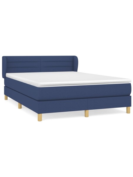 Boxspringbett mit Matratze Blau 140x200 cm Stoff