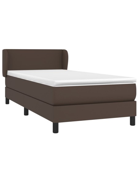 Boxspringbett mit Matratze Braun 100x200 cm Kunstleder