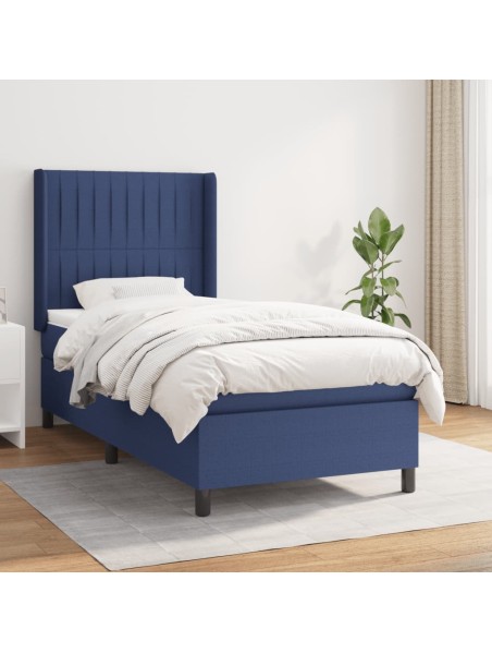 Boxspringbett mit Matratze Blau 90x190 cm Stoff