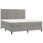 Boxspringbett mit Matratze & LED Hellgrau 180x200 cm Samt