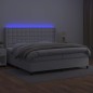 Boxspringbett mit Matratze & LED Weiß 200x200 cm Kunstleder