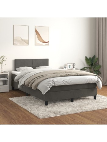 Boxspringbett mit Matratze Dunkelgrau 120x200 cm Samt