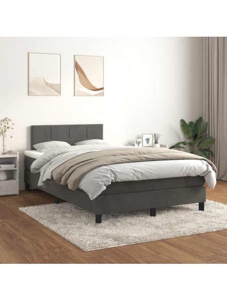 Boxspringbett mit Matratze Dunkelgrau 120x200 cm Samt