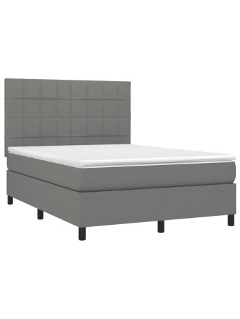 Boxspringbett mit Matratze Dunkelgrau 140x190 cm Stoff