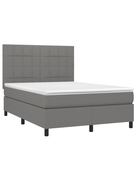 Boxspringbett mit Matratze Dunkelgrau 140x190 cm Stoff