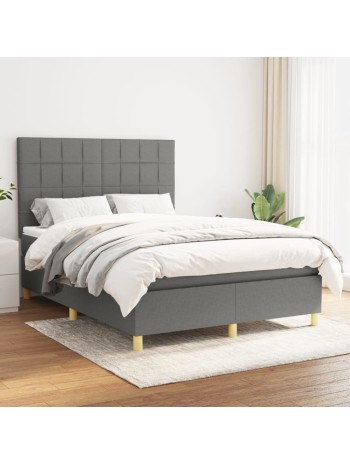 Boxspringbett mit Matratze Dunkelgrau 140x200 cm Stoff