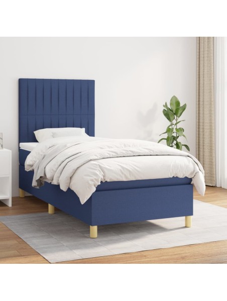 Boxspringbett mit Matratze Blau 90x190 cm Stoff